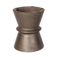 Hourglass concrete side table in Bronze side profile - drum side table by LH Imports - Whats New Furniture Portland OR