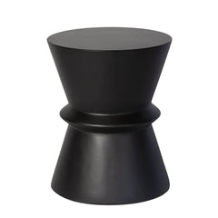 Hourglass concrete side table in matte black legacy finish - drum side table by LH Imports - Whats New Furniture Portland OR
