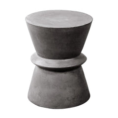 Hourglass concrete side table in Dark Grey front view - cast concrete drum side table by LH Imports - Whats New Furniture Portland OR