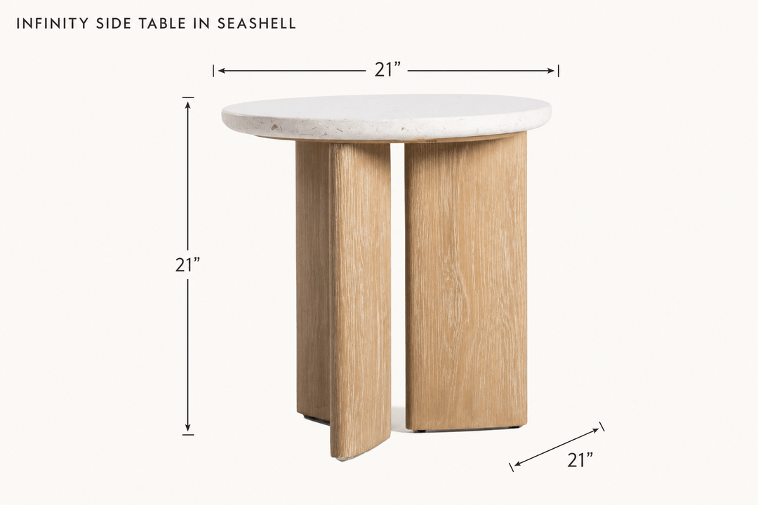 Infinity Side Table in Seashell dimensions - What&