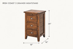 Irish Coast 3 Drawer Nightstand dimensions - What&