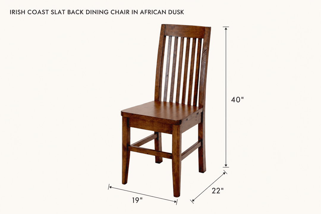 Irish Coast Slat Back Dining Chair in African Dusk dimensions - What&