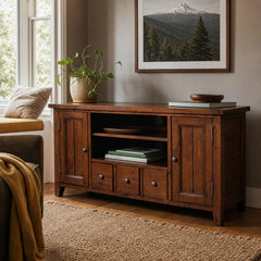 Irish Coast Small Media Unit in African Dusk styled in Portland St. Johns bungalow living room - Whats New Furniture