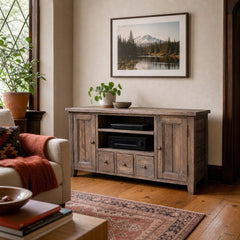 Irish Coast Small Media Unit in Sundried styled in Portland Laurelhurst Tudor cottage living room - Whats New Furniture