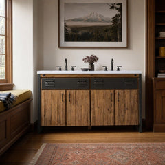 Irondale Double Sink Vanity styled in Portland Irvington foursquare with original built-ins living room - Whats New Furniture