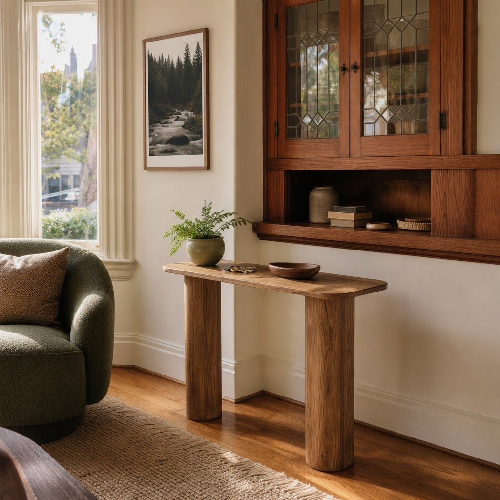 Jasper Console Table styled in Portland NW 23rd Victoriwith bay window living room - Whats New Furniture