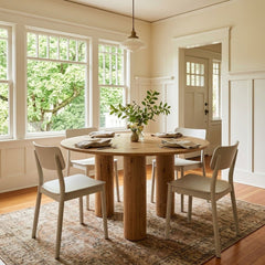 Jasper Round Dining Table styled in a bright Portland craftsman dining room - Whats New Furniture