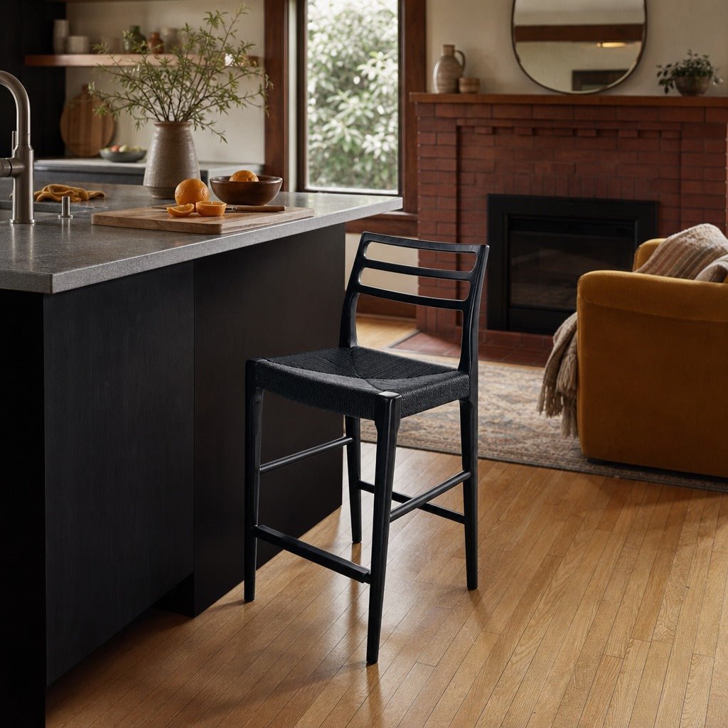 Java Narrow Counter Stool in Black styled in Portland Hawthorne Craftsmbungalow kitchen - Whats New Furniture
