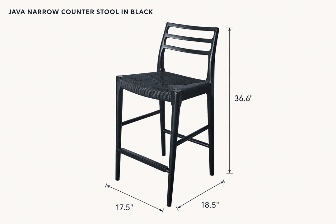 Java Narrow Counter Stool in Black dimensions - What&