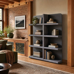 Julian Bookcase styled in Portland converted warehouse flat with warm exposed brick and fir timber beams (no steel, no concrete) living room - Whats New Furniture