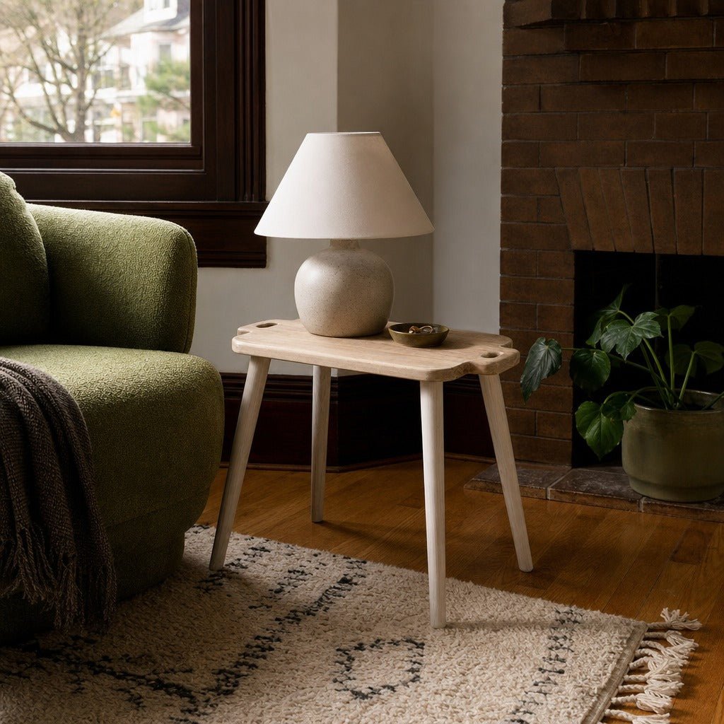 Juliet Side Table styled in Portland NW 23rd Victoriwith bay window living room - Whats New Furniture