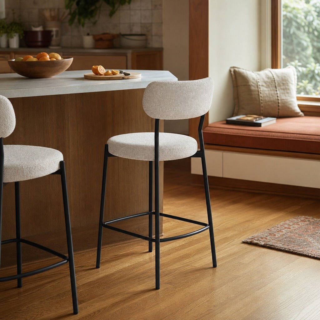 Kai Counter Stool in Bone White styled in Portland 1960s Garden Home ranch kitchen - Whats New Furniture