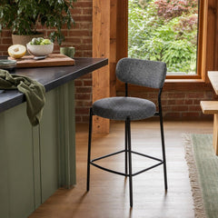 Kai Counter Stool in Chunky Grey styled in Portland converted warehouse flat with warm exposed brick and fir timber beams (no steel, no concrete) kitchen - Whats New Furniture