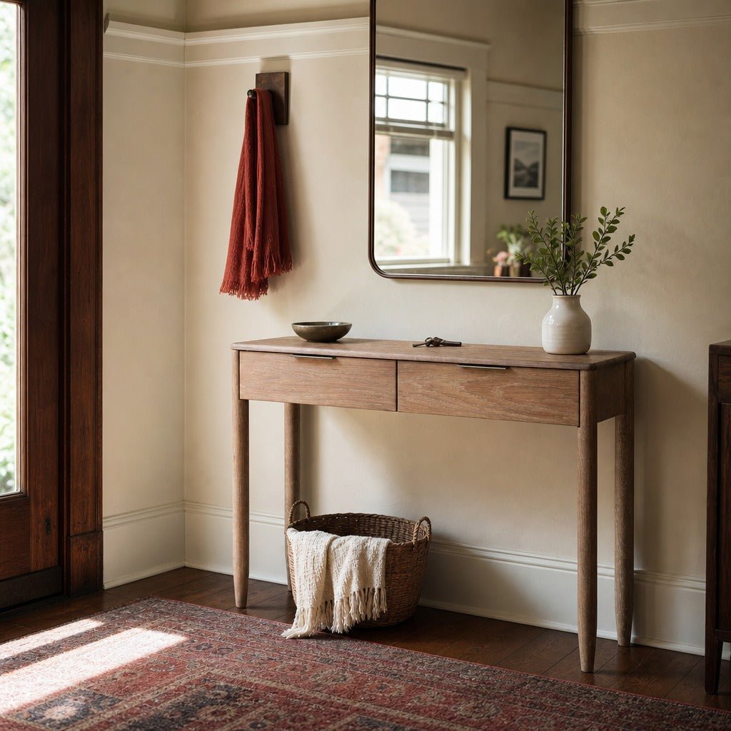 Kamelia Console Table in Sand styled in Portland Ladd&
