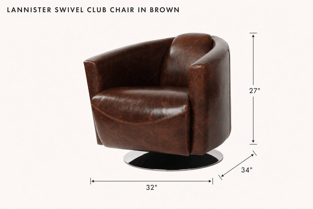 Lannister Swivel Club Chair in Brown dimensions - What&