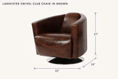Lannister Swivel Club Chair in Brown dimensions - What&