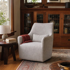 Lilith Swivel Chair in Woven Linen styled in Portland Ladd&