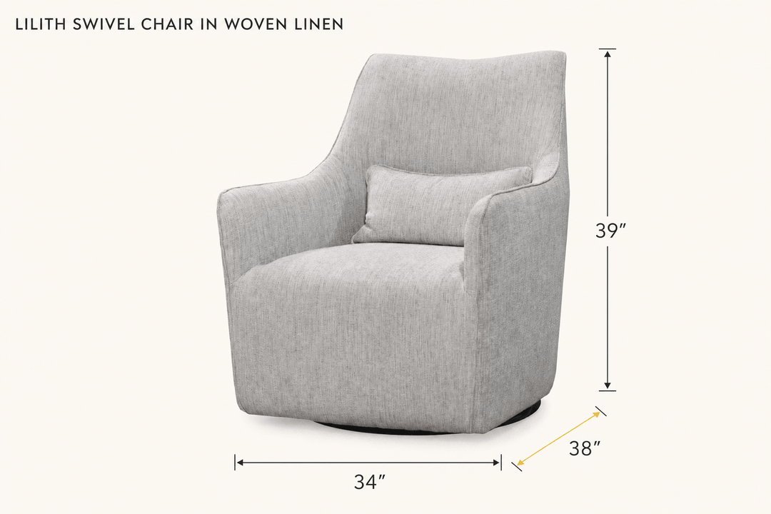 Lilith Swivel Chair in Woven Linen dimensions - What&