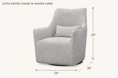 Lilith Swivel Chair in Woven Linen dimensions - What&