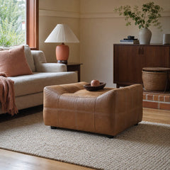 Linear Ottoman in Antique Sienna styled in Portland 1960s Garden Home ranch living room - Whats New Furniture