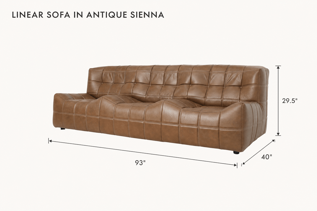 Linear Sofa in Antique Sienna dimensions - What&