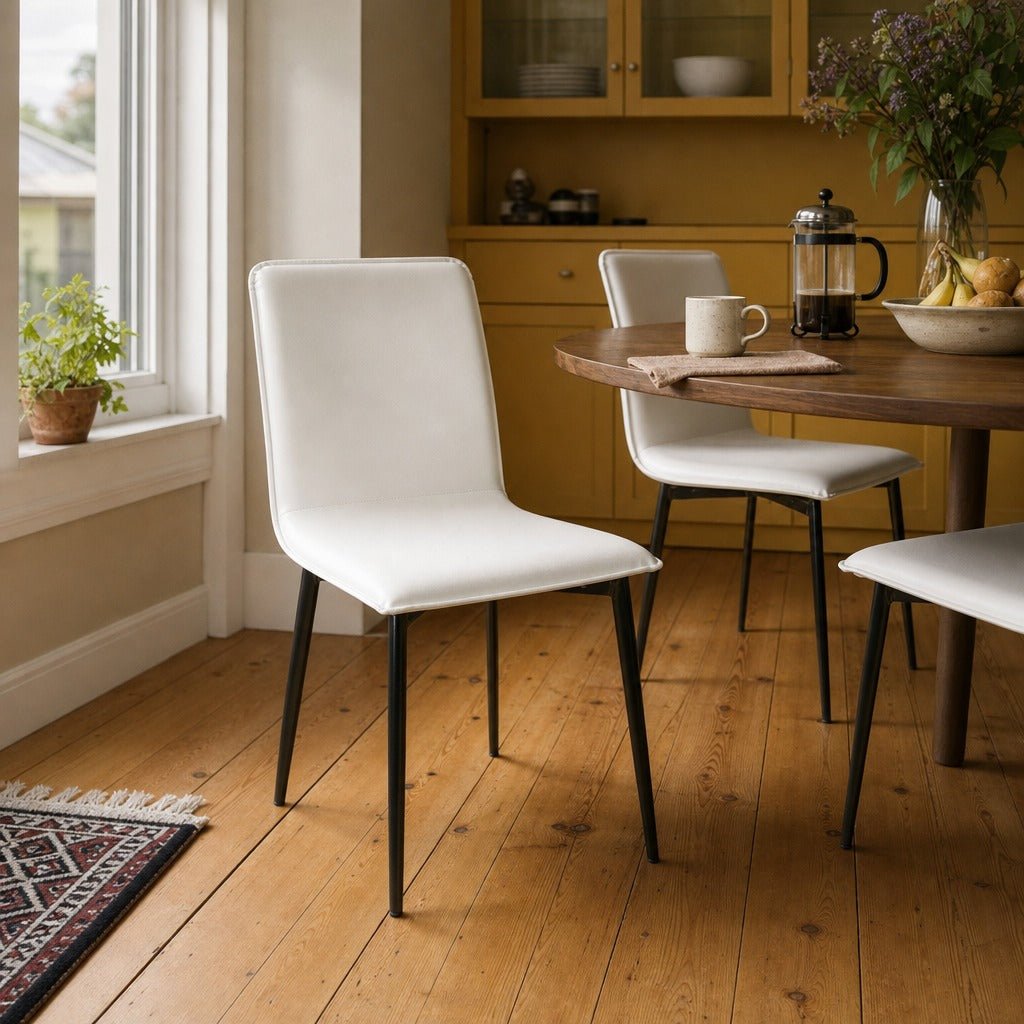 Luca Dining Chair in Fox White styled in Portland St. Johns bungalow dining room - Whats New Furniture
