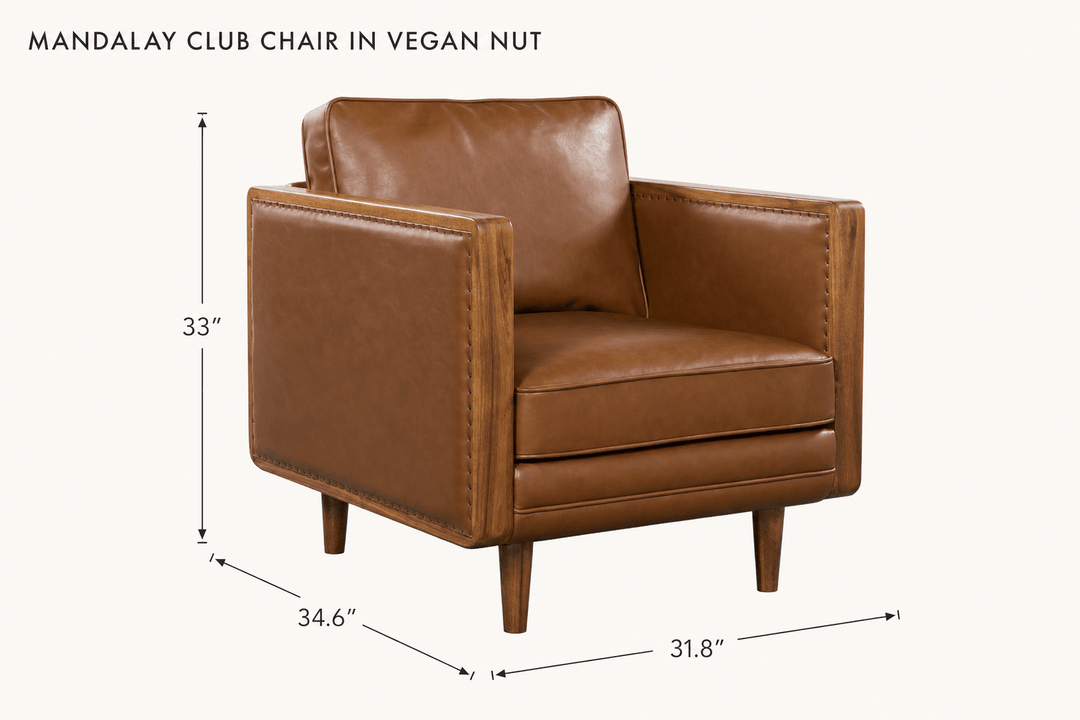 Mandalay Club Chair in Vegan Nut dimensions - What&