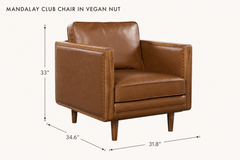 Mandalay Club Chair in Vegan Nut dimensions - What&