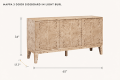 Mappa 3 Door Sideboard in Light Burl dimensions - What&