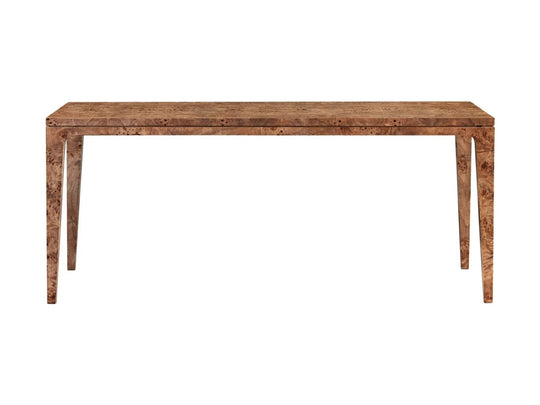 Mappa Dining Table in Dark Burl mango wood veneer front view - dining table by LH Imports - Whats New Furniture Portland OR