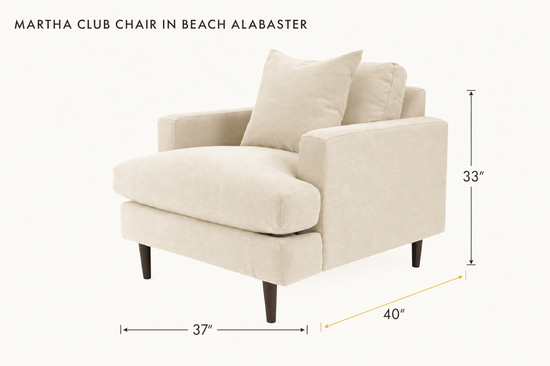 Martha Club Chair in Beach Alabaster dimensions - What&