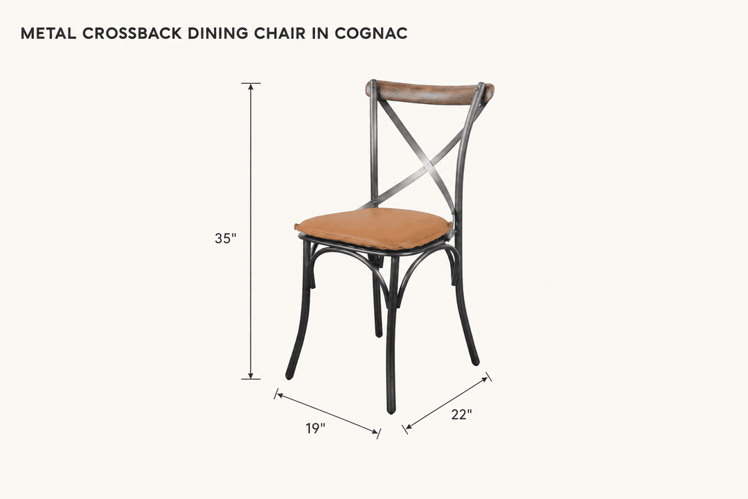 Metal Crossback Dining Chair in Cognac dimensions - What&