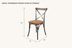 Metal Crossback Dining Chair in Cognac dimensions - What&