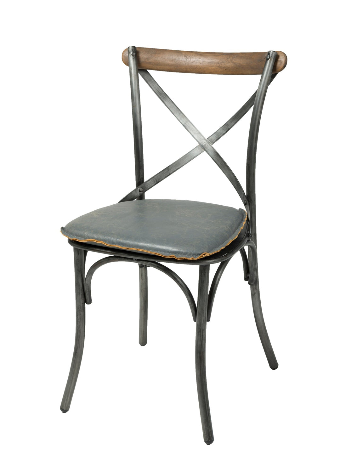 Metal Crossback Dining Chair in Grey - dining chair by LH Imports - Whats New Furniture Portland OR