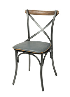 Metal Crossback Dining Chair in Grey - dining chair by LH Imports - Whats New Furniture Portland OR