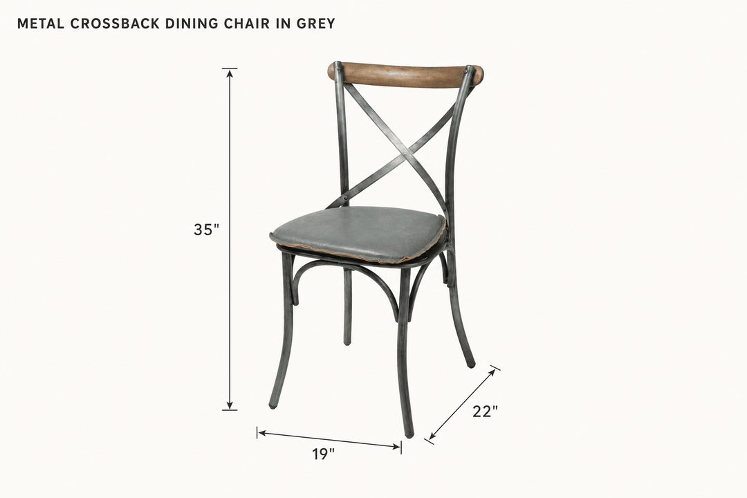 Metal Crossback Dining Chair in Grey dimensions - What&