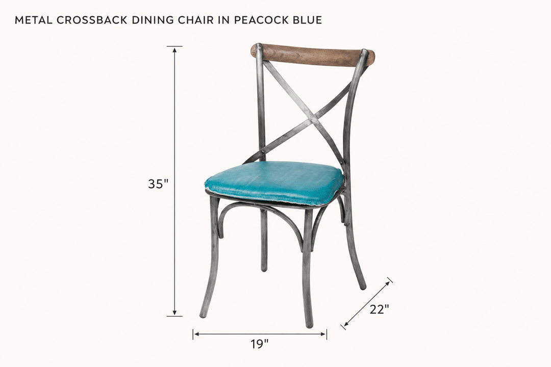 Metal Crossback Dining Chair in Peacock Blue dimensions - What&