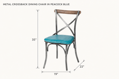 Metal Crossback Dining Chair in Peacock Blue dimensions - What&