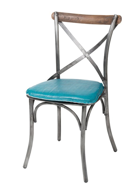 Metal Crossback Dining Chair in Peacock Blue - dining chair by LH Imports - Whats New Furniture Portland OR