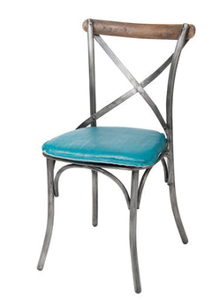 Metal Crossback Dining Chair in Peacock Blue - dining chair by LH Imports - Whats New Furniture Portland OR
