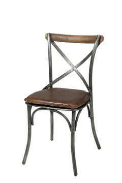 Metal Crossback Dining Chair in Vintage Brown - dining chair by LH Imports - Whats New Furniture Portland OR