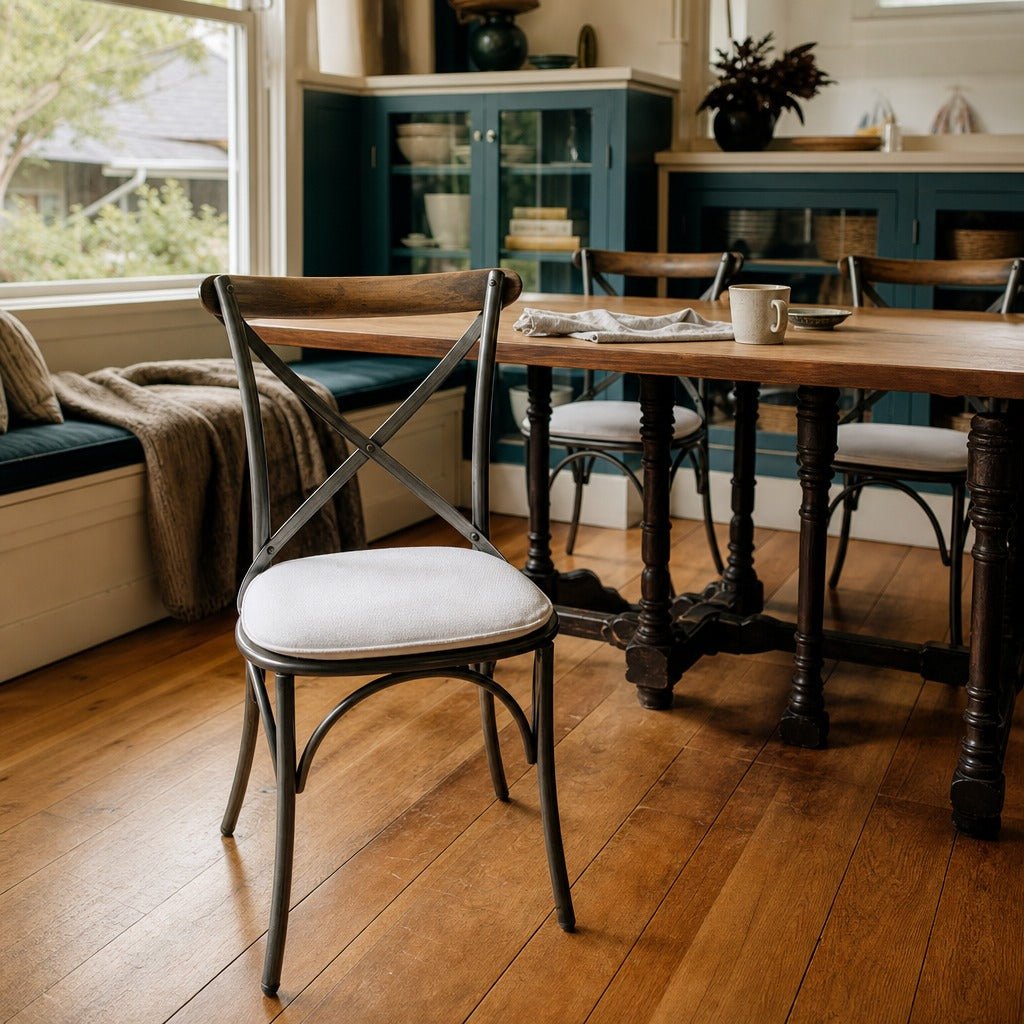 Metal Crossback Dining Chair in White styled in Portland Ladd&