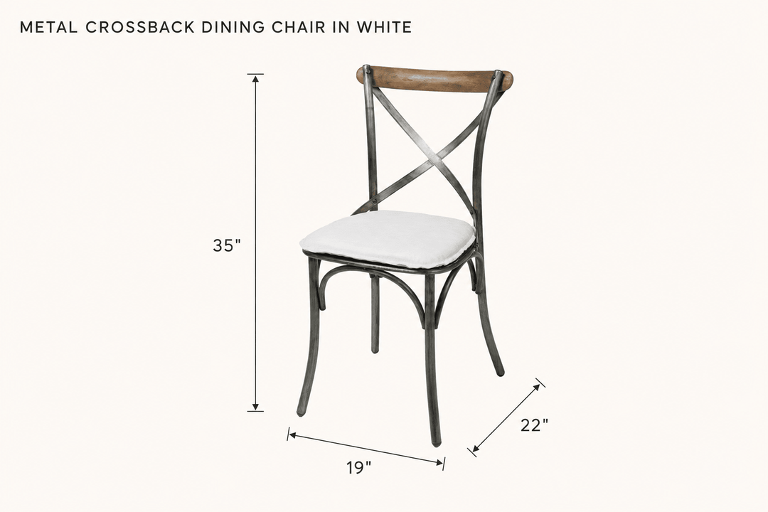 Metal Crossback Dining Chair in White dimensions - What&