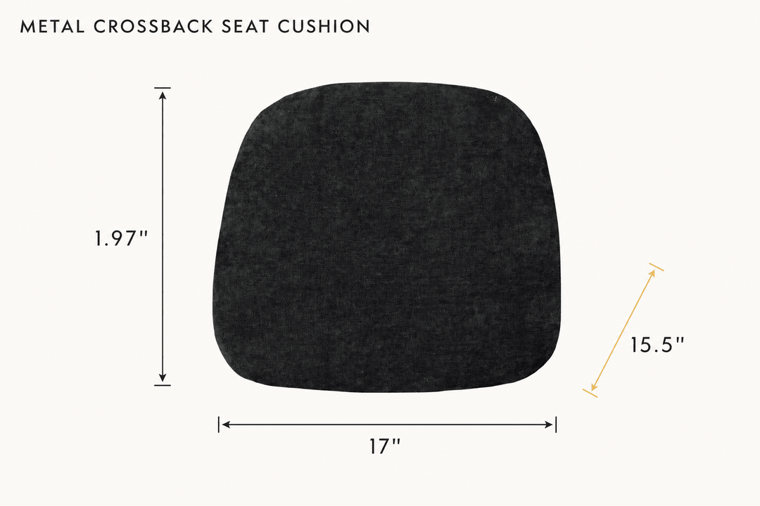 Metal Crossback Seat Cushion in Black dimensions - What&
