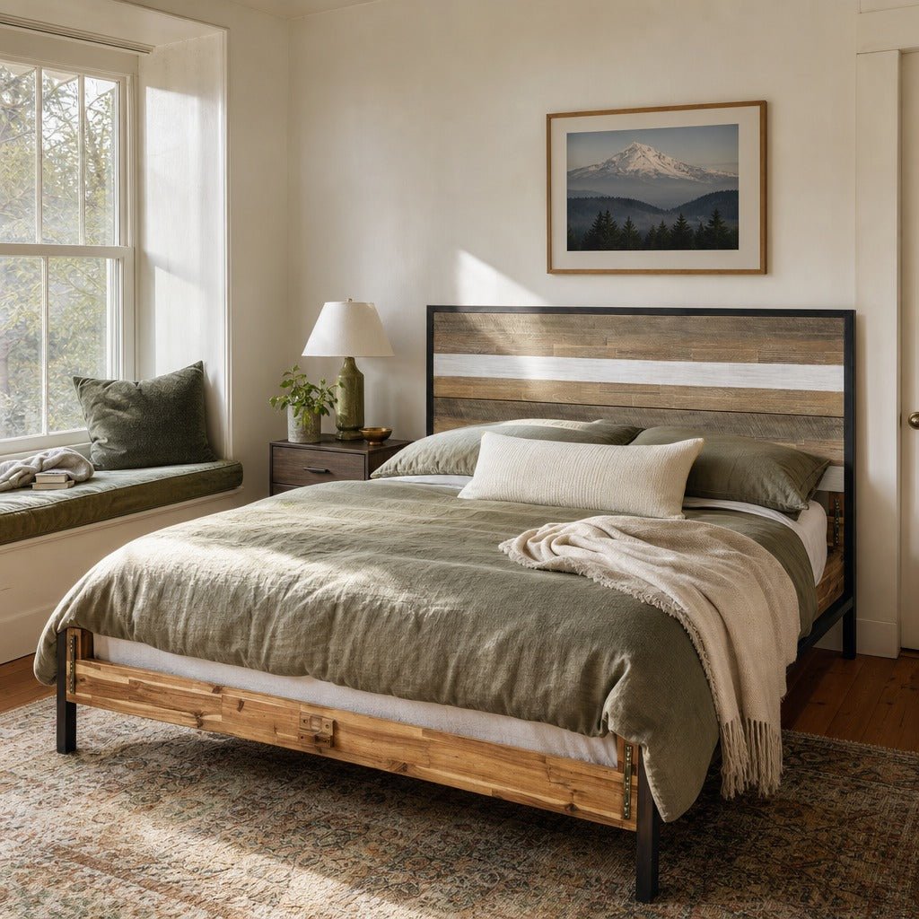 Metro Havana King Headboard styled in Portland Sellwood cottage bedroom - Whats New Furniture