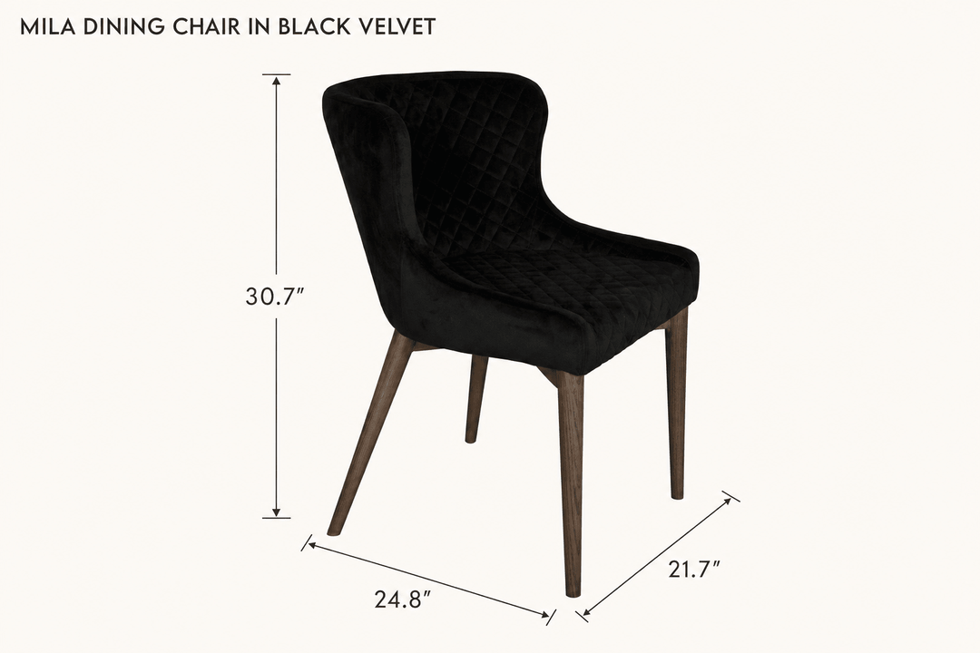 Mila Dining Chair in Black Velvet dimensions - What&