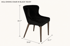 Mila Dining Chair in Black Velvet dimensions - What&