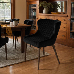 Mila Dining Chair in Black Velvet styled in Portland Irvington foursquare with original built-ins dining room - Whats New Furniture