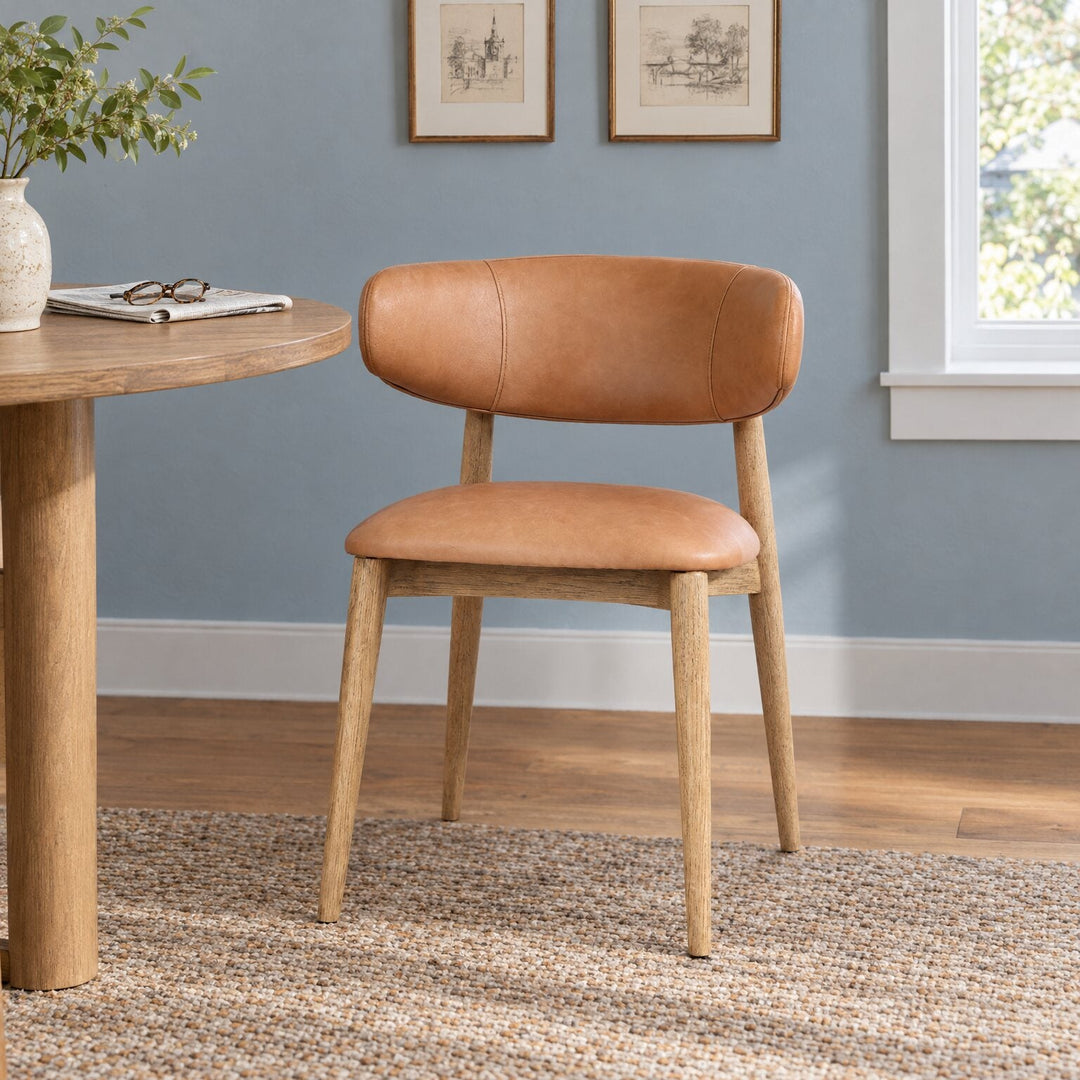 Milo Dining Chair in Hazelnut in a styled Portland dining room - Whats New Furniture Portland OR