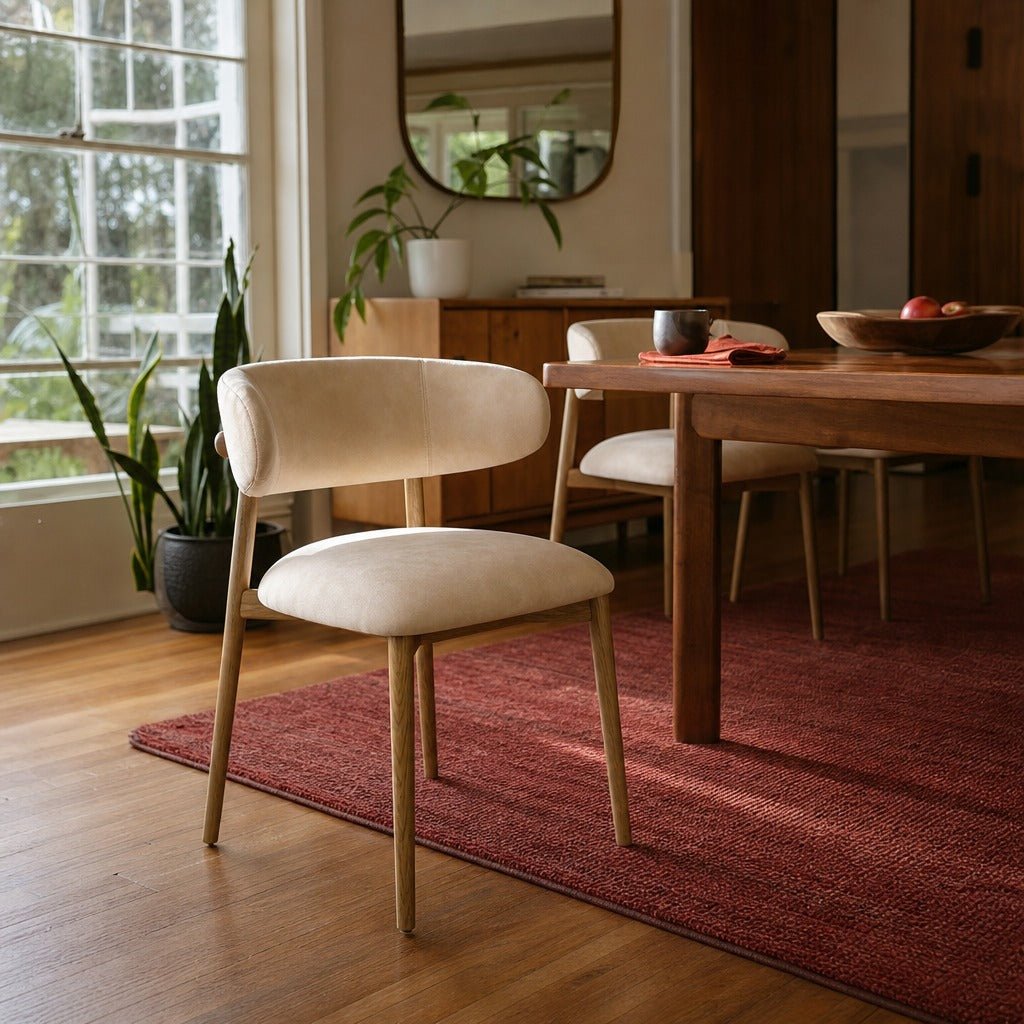 Milo Dining Chair in Natural (Variance) styled in Portland Mt. Tabor mid-century daylight ranch dining room - Whats New Furniture